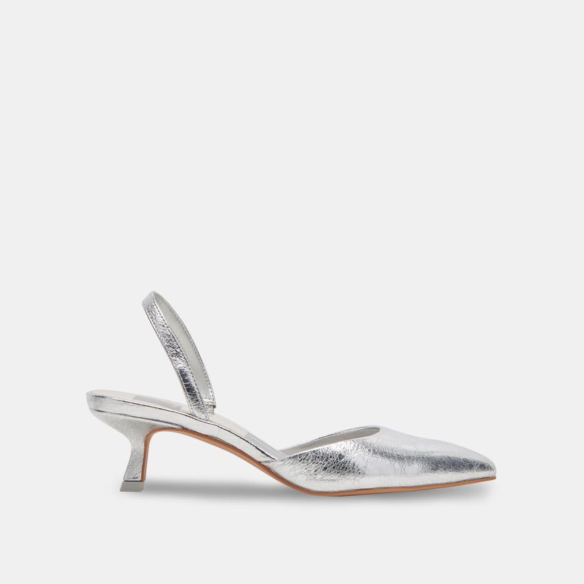 CORSA WIDE HEELS SILVER CRACKLED LEATHER