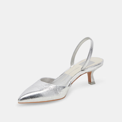 CORSA WIDE HEELS SILVER CRACKLED LEATHER