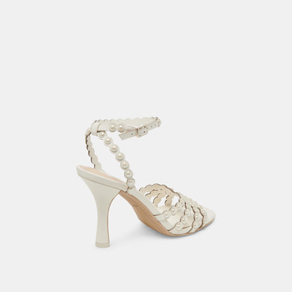 HELLEN PEARL HEELS WHITE LEATHER