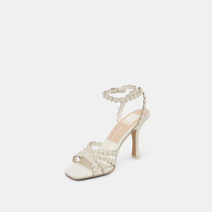 HELLEN PEARL HEELS WHITE LEATHER