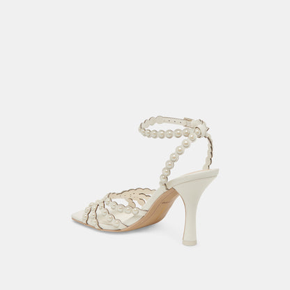 HELLEN PEARL HEELS WHITE LEATHER