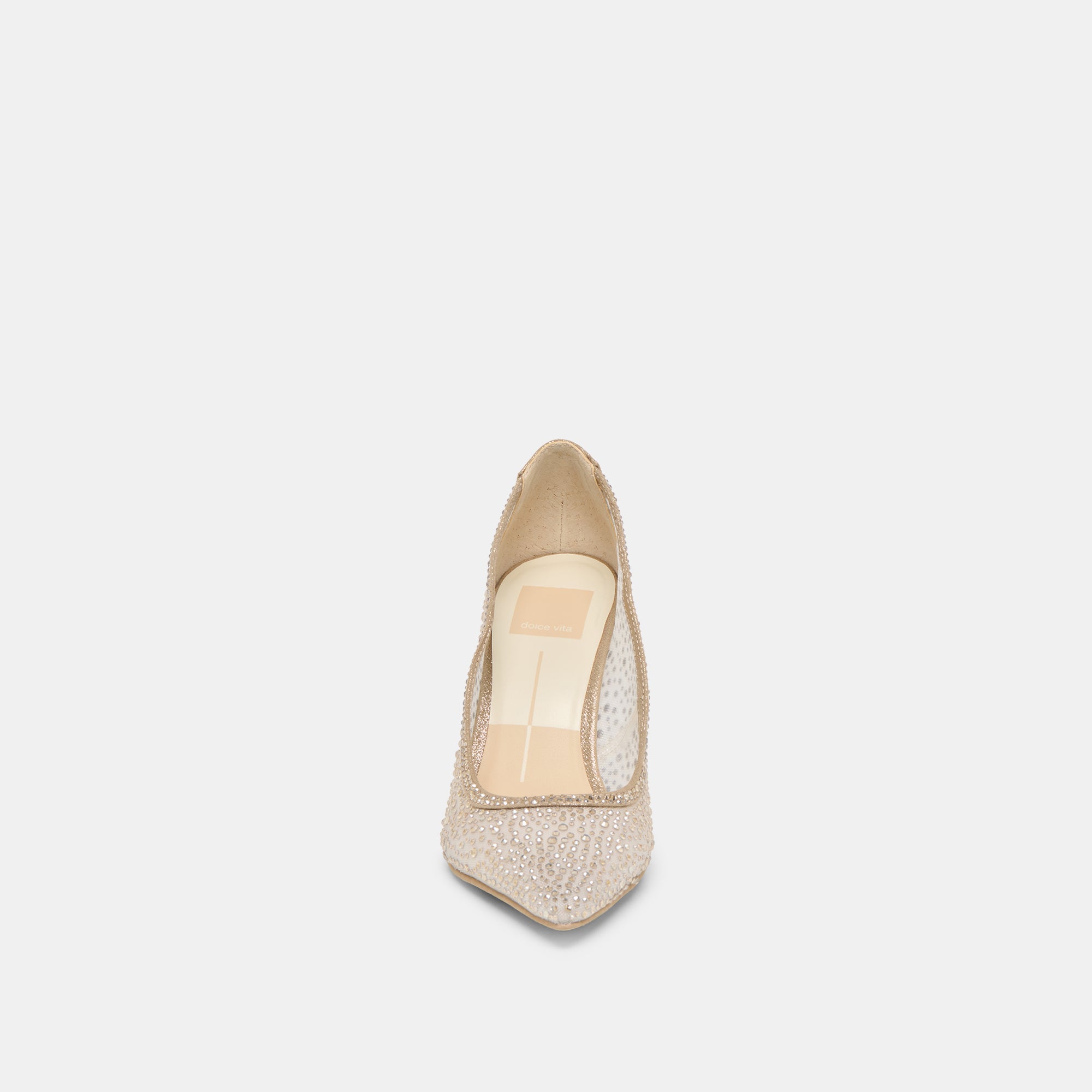 KASHE CRYSTAL HEELS LT GOLD MESH