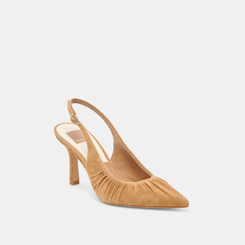 KEIRA HEELS LT BROWN SUEDE