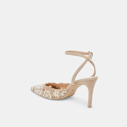 KENEDY HEELS TAUPE MULTI CROCHET