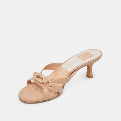 LERAH HEELS CAFE EMBOSSED LEATHER