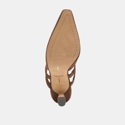 LINORE HEELS DK BROWN SUEDE