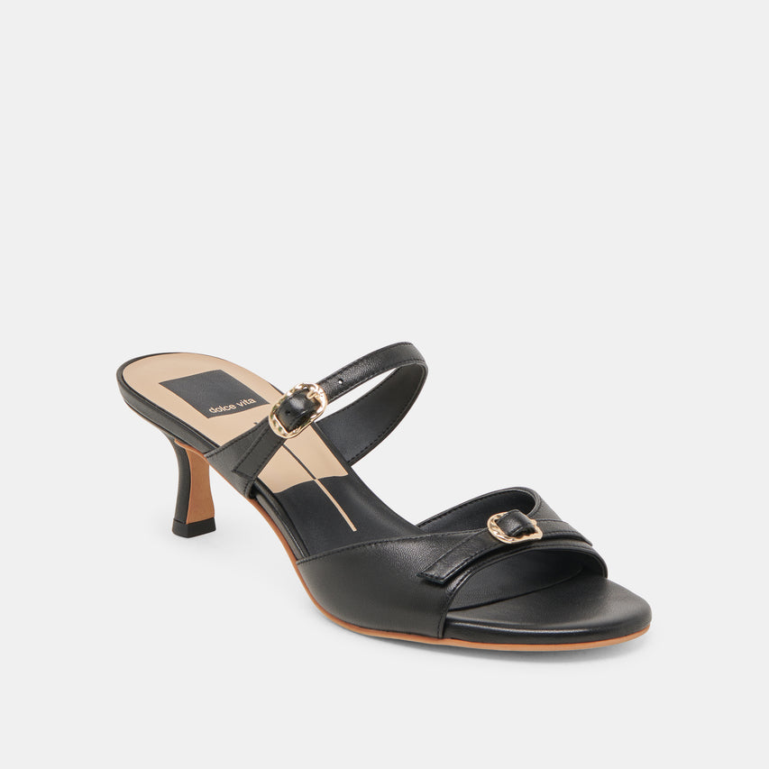 LORALI HEELS BLACK LEATHER