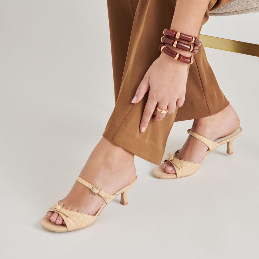 LORALI HEELS LT NATURAL RAFFIA