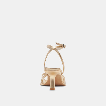 MANJI WIDE HEELS LIGHT GOLD METALLIC LEATHER