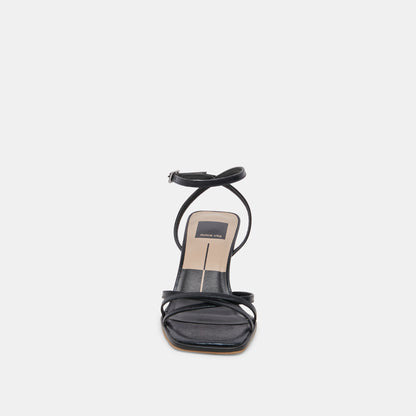 MANJI WIDE HEELS MIDNIGHT PATENT LEATHER