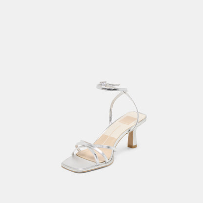MANJI HEELS SILVER METALLIC LEATHER