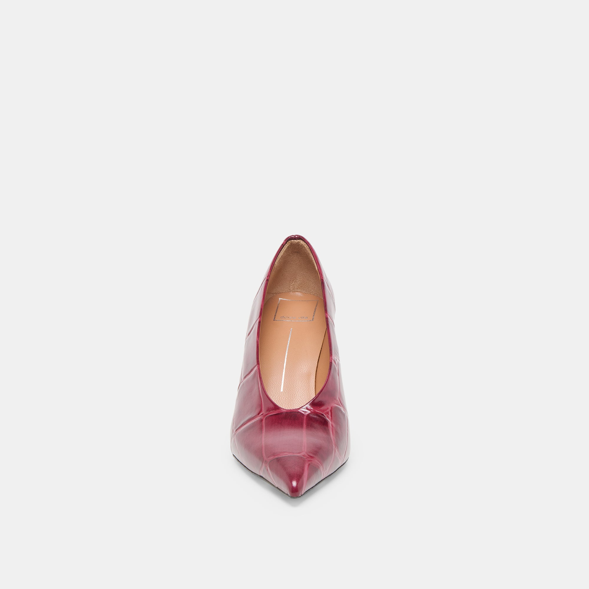 MIDGE HEELS BURGUNDY CROCO EMBOSSED LEATHER