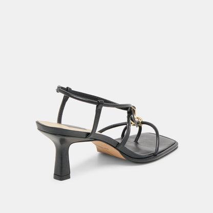 MYLEE WIDE HEELS BLACK LEATHER