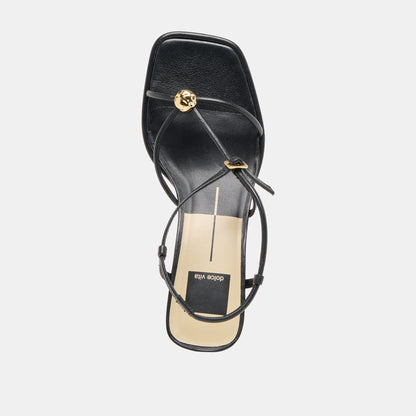 MYLEE WIDE HEELS BLACK LEATHER