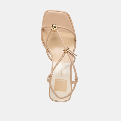 MYLEE WIDE HEELS LIGHT TAN LEATHER