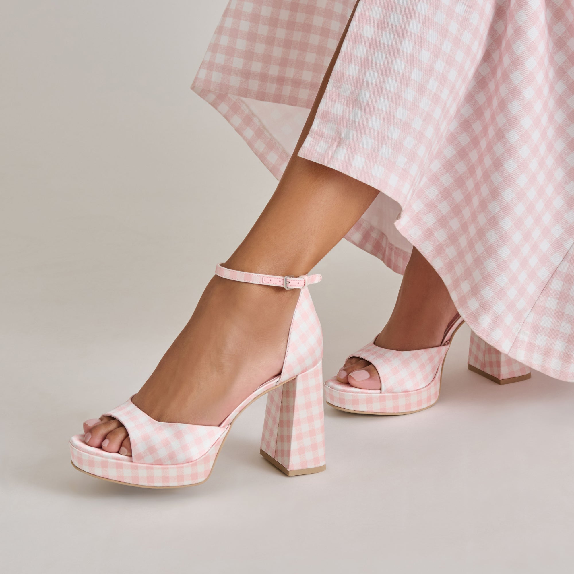 PANDRO X BYRDIE GOLF HEELS PINK PLAID GINGHAM - view 11