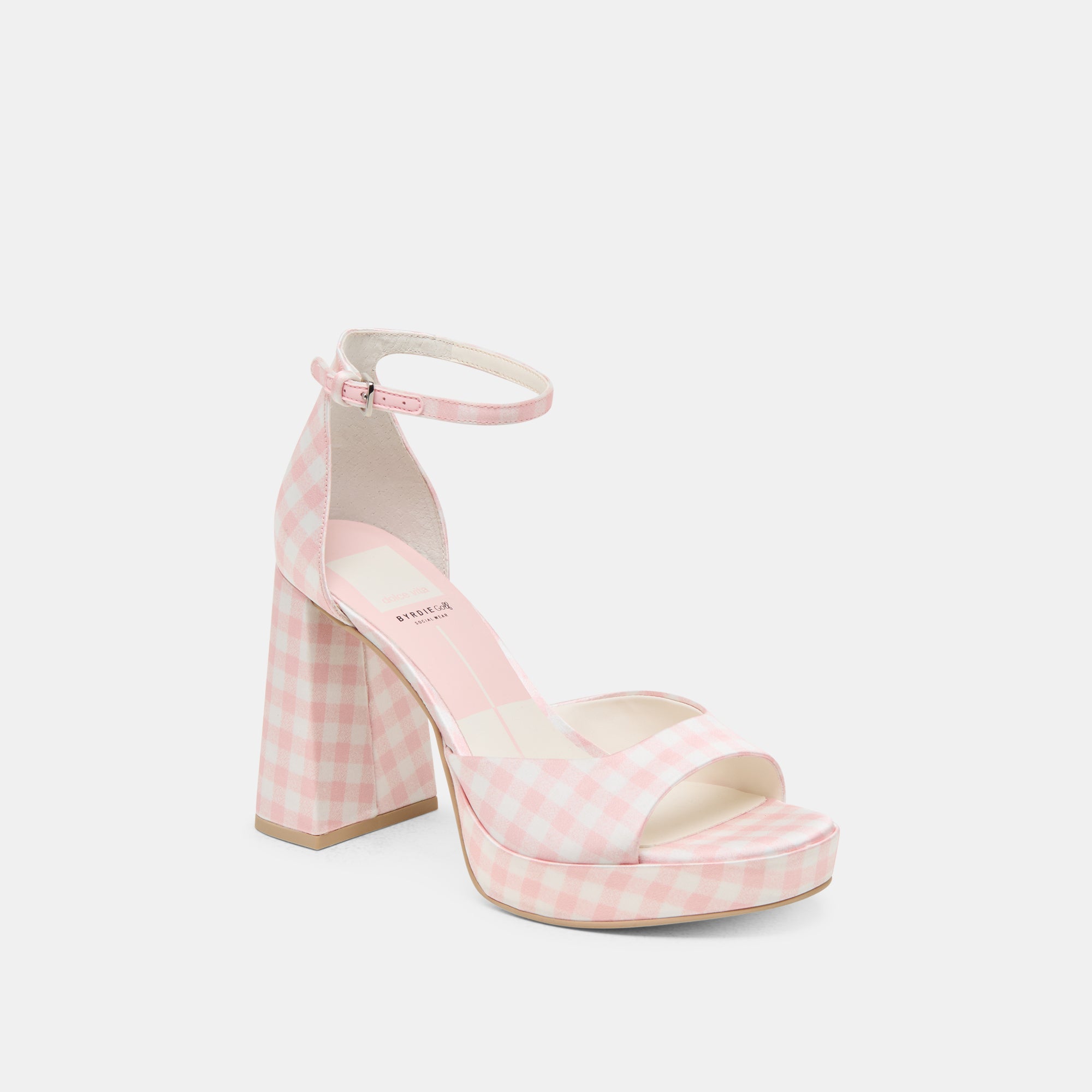 PANDRO X BYRDIE GOLF HEELS PINK PLAID GINGHAM - view 3