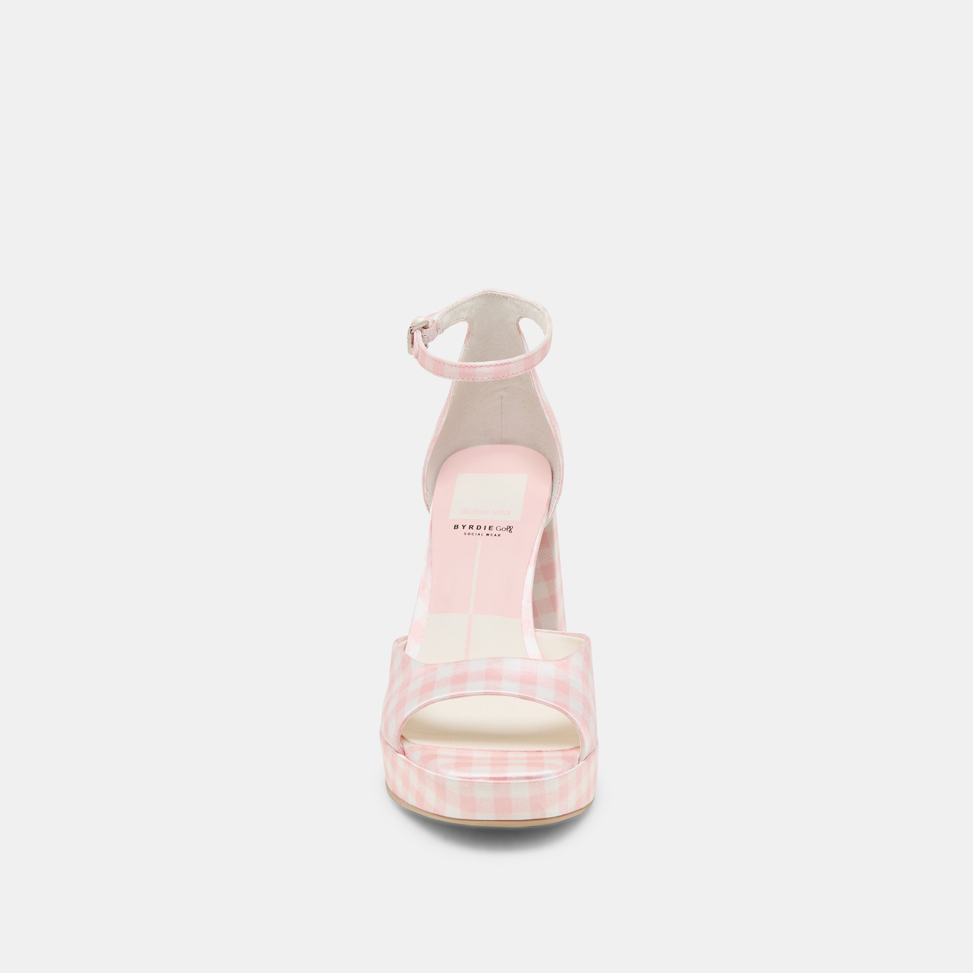 PANDRO X BYRDIE GOLF HEELS PINK PLAID GINGHAM - view 12