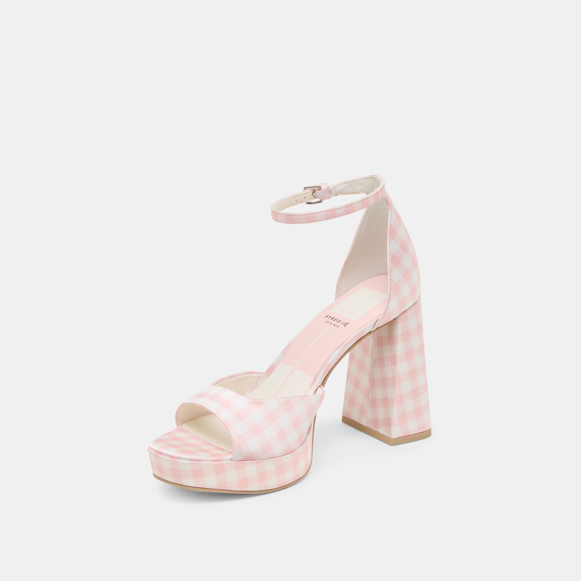PANDRO X BYRDIE GOLF HEELS PINK PLAID GINGHAM - view 8