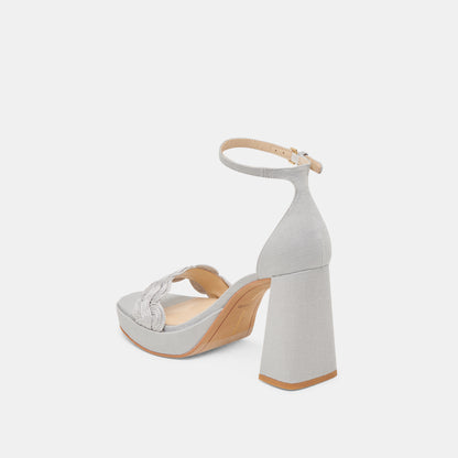 PELTIN HEELS GREY WOVEN RAFFIA