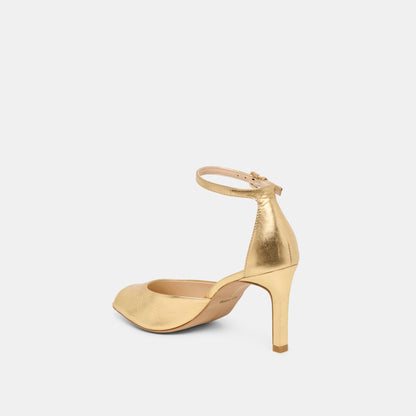 SERLO HEELS GOLD CRINKLE PATENT
