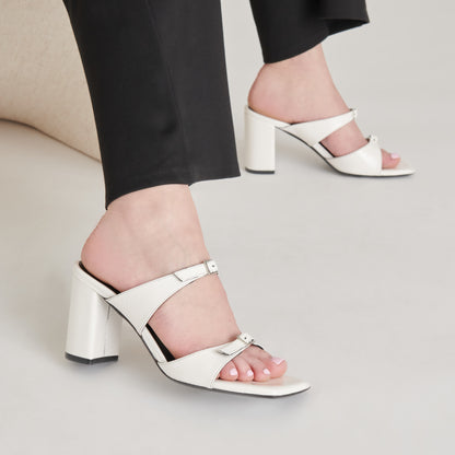 SHANE HEELS OFF WHITE CRINKLE PATENT