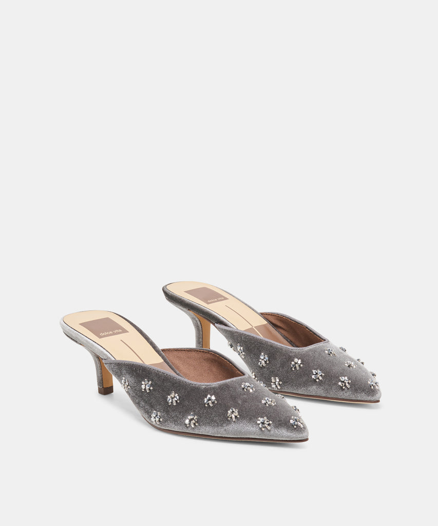 CAMLA VELVET HEELS GREY VELVET