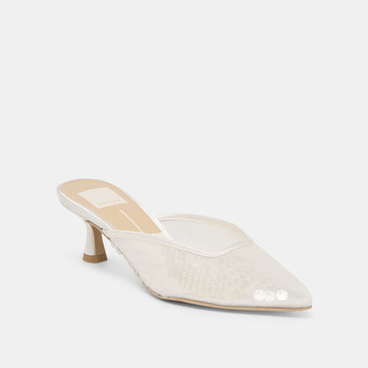 CLEO SEQUIN HEELS IVORY SEQUIN