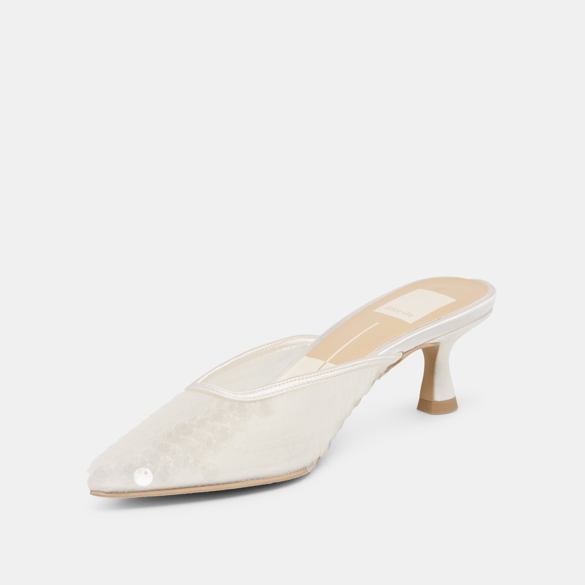 CLEO SEQUIN HEELS IVORY SEQUIN