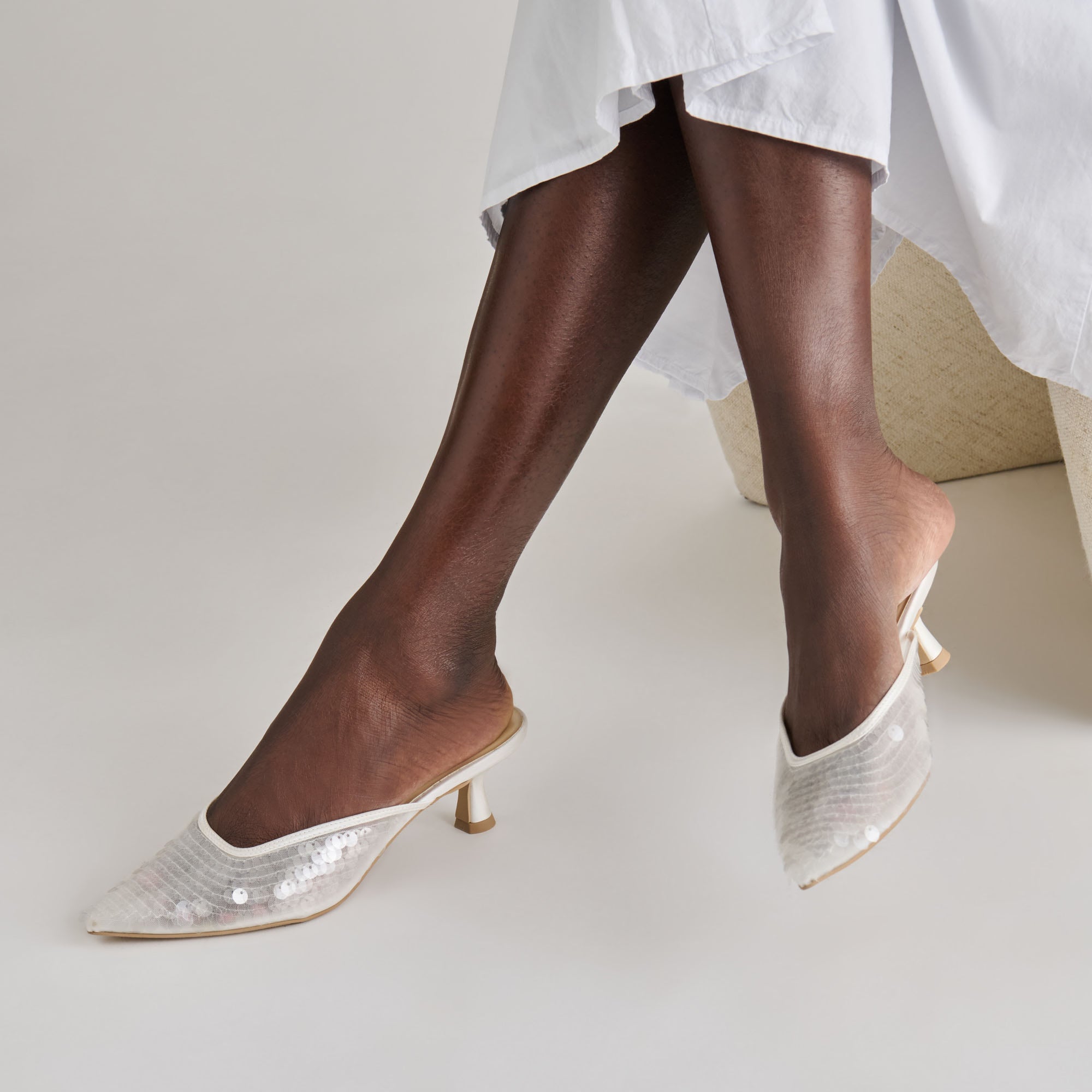 CLEO SEQUIN HEELS IVORY SEQUIN - view 6