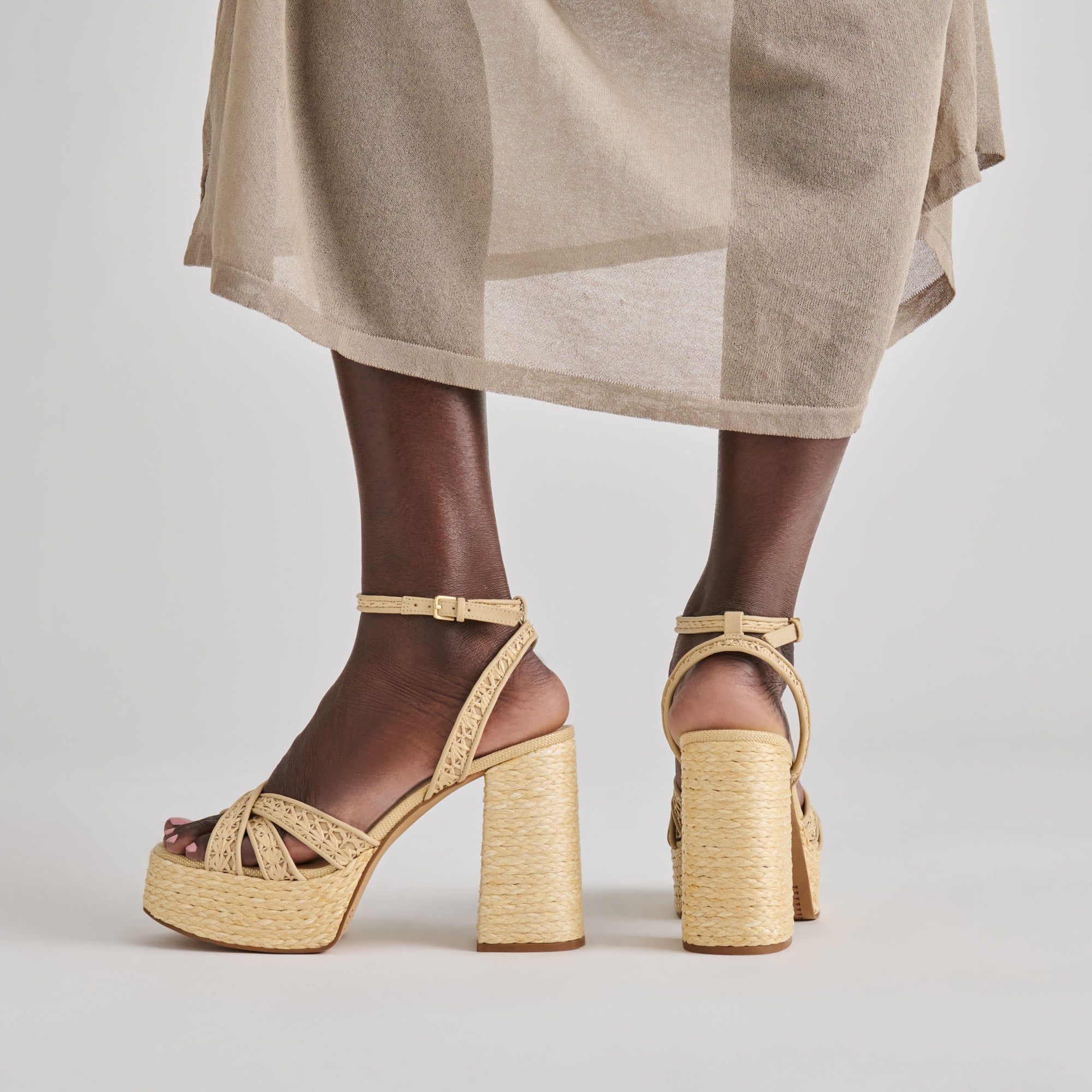 DANILA HEELS LT NATURAL CROSS HATCH RAFFIA - view 2
