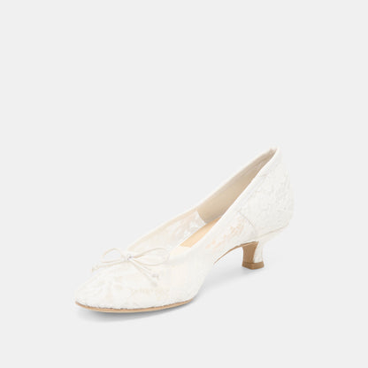 DAWSEN LACE HEELS TRUE WHITE LACE