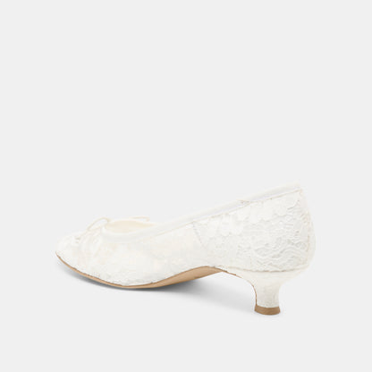 DAWSEN LACE HEELS TRUE WHITE LACE