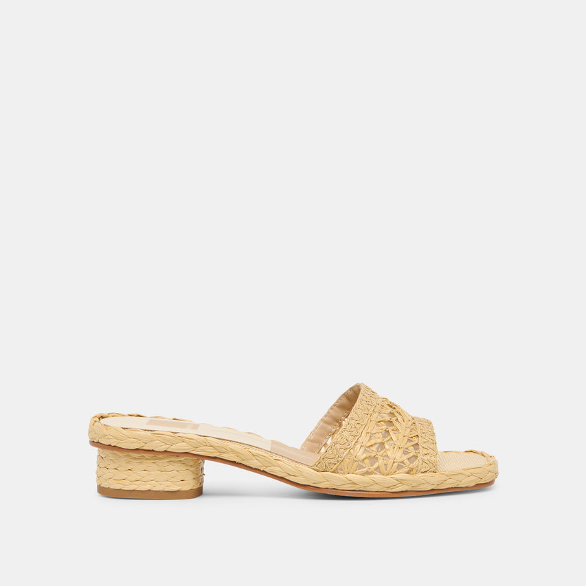 Dixi Wide Lt Natural Cross Hatch Raffia Sandals | Dolce Vita