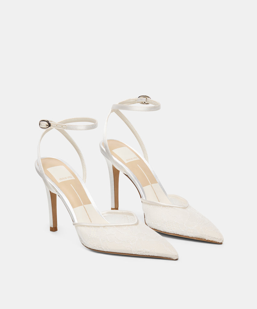 ELARA LACE HEELS WHITE LACE