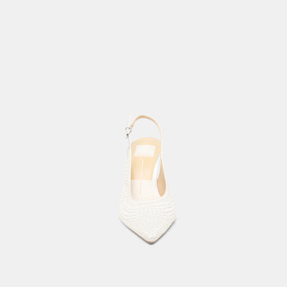 ELASI PEARL HEELS TRUE WHITE SATIN