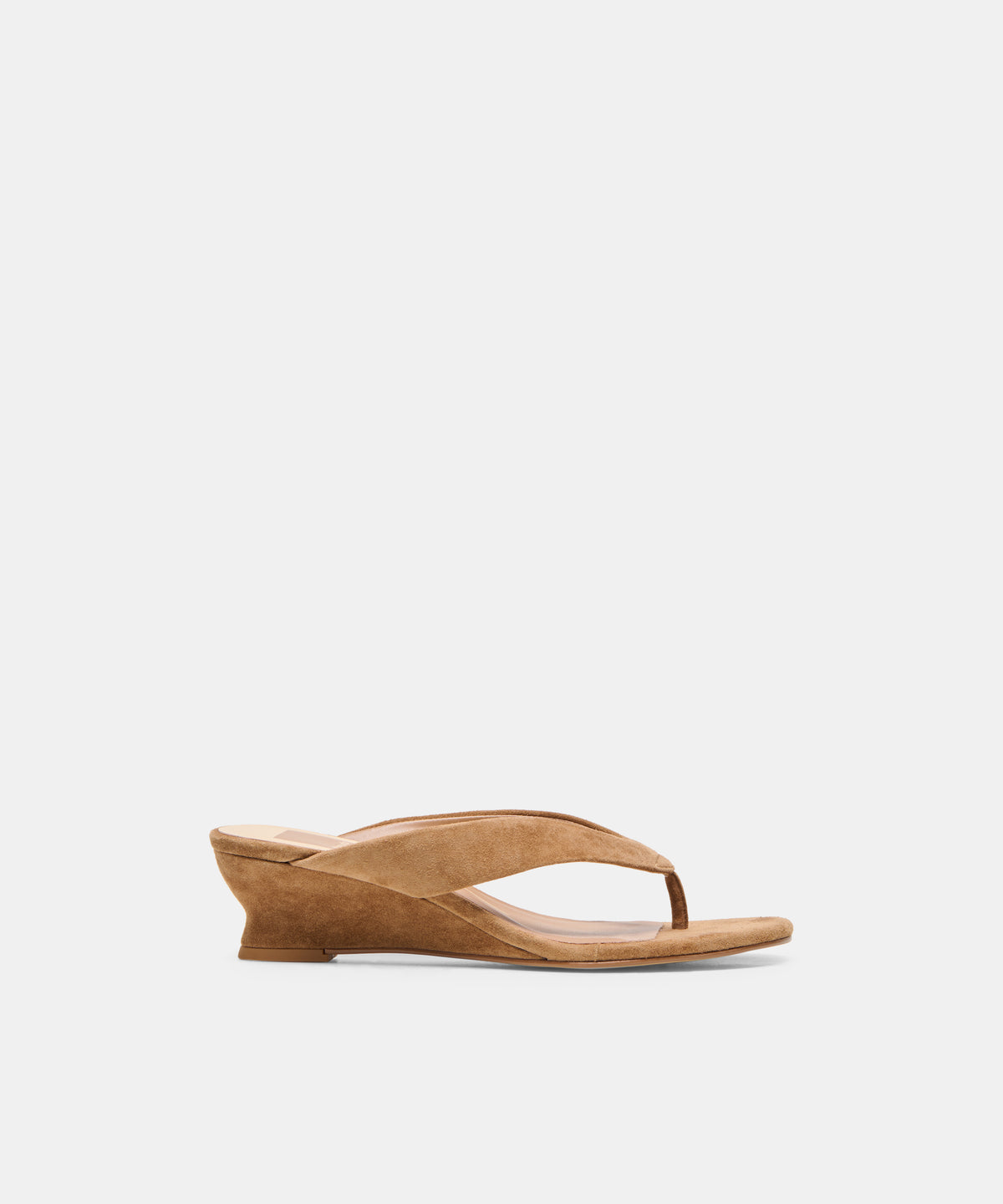 EVARLY Lt Brown Suede Round-Toe Thong Wedges | Dolce Vita