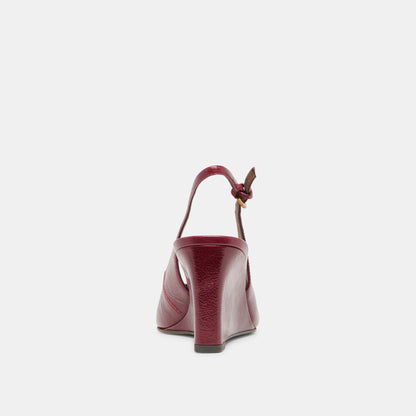 EVELAN WEDGES GARNET LEATHER