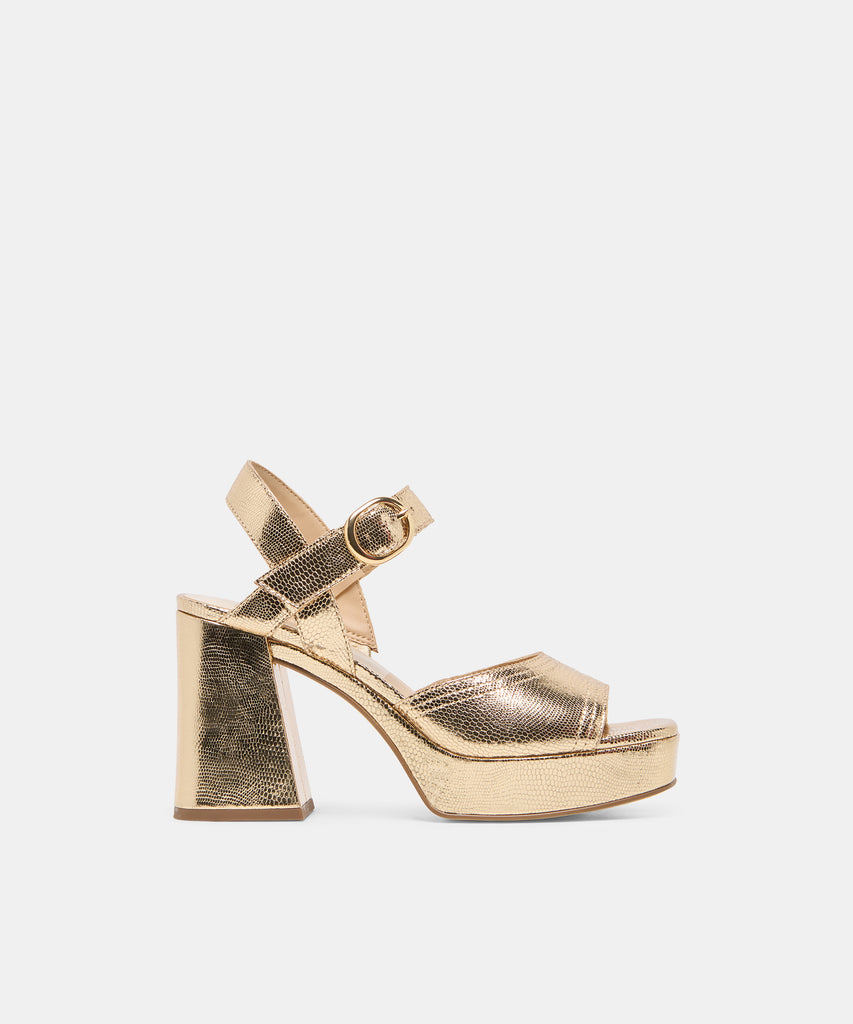 FATIMA HEELS GOLD EMBOSSED LEATHER
