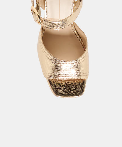 FATIMA HEELS GOLD EMBOSSED LEATHER