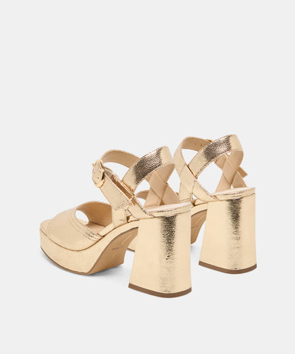 FATIMA HEELS GOLD EMBOSSED LEATHER