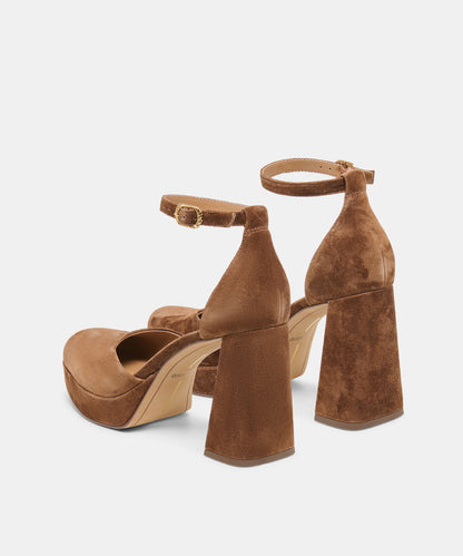 GARLYN HEELS COCOA SUEDE
