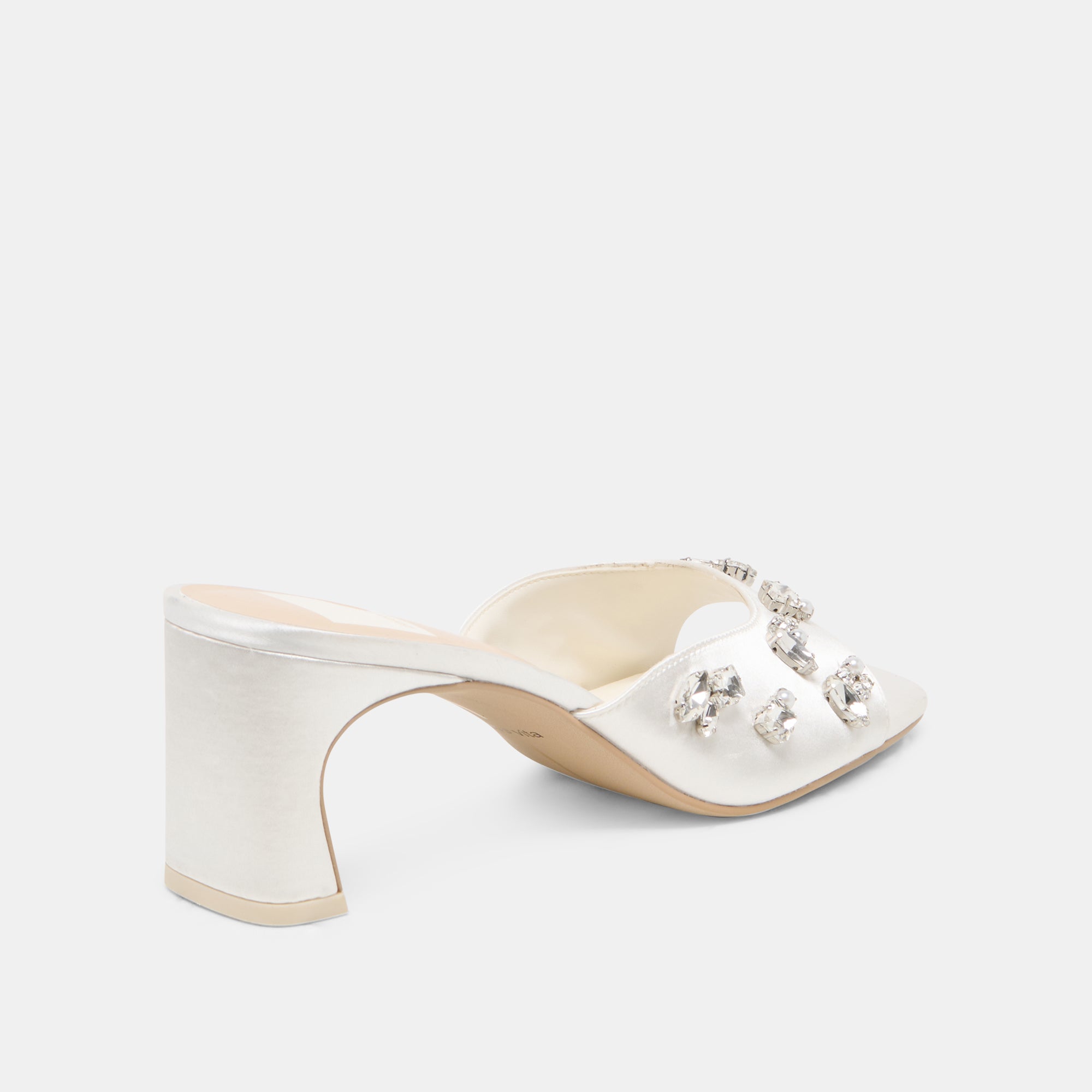 GENENE RHINESTONE HEELS WHITE SATIN - view 3
