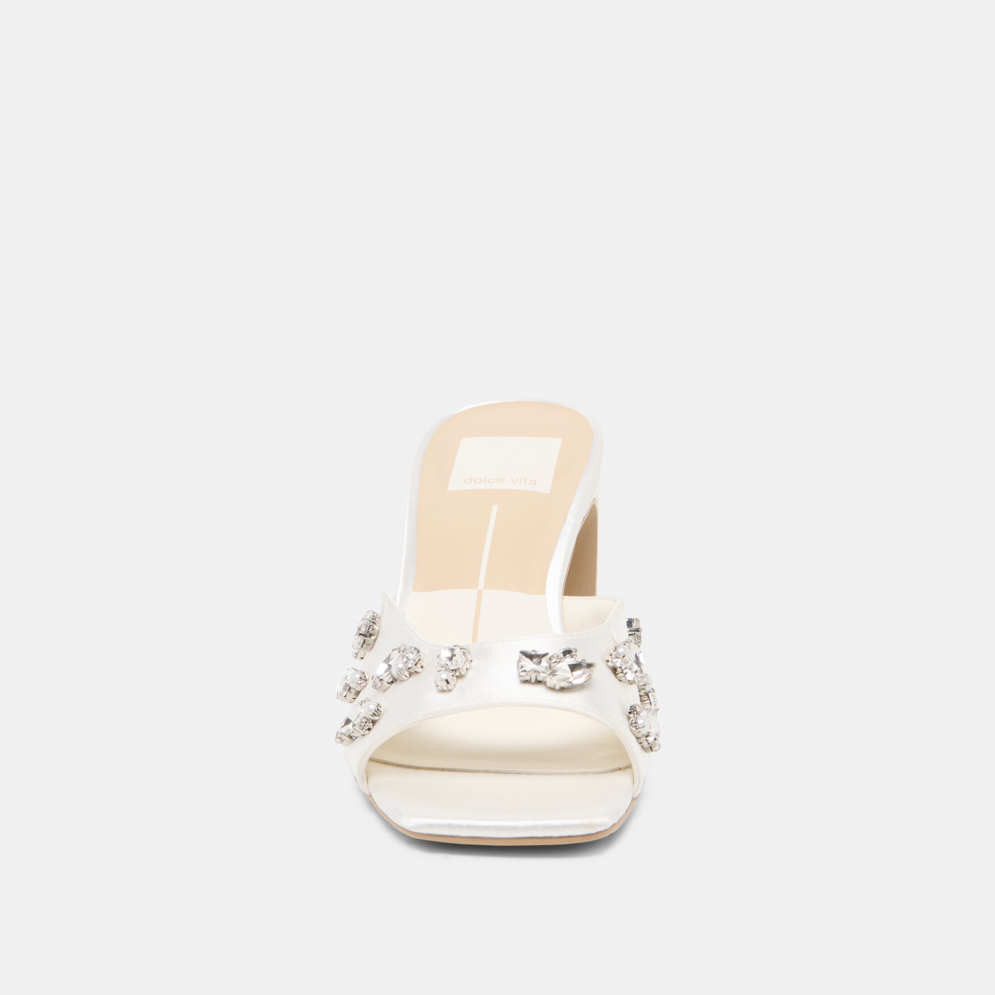 GENENE RHINESTONE HEELS WHITE SATIN - view 6