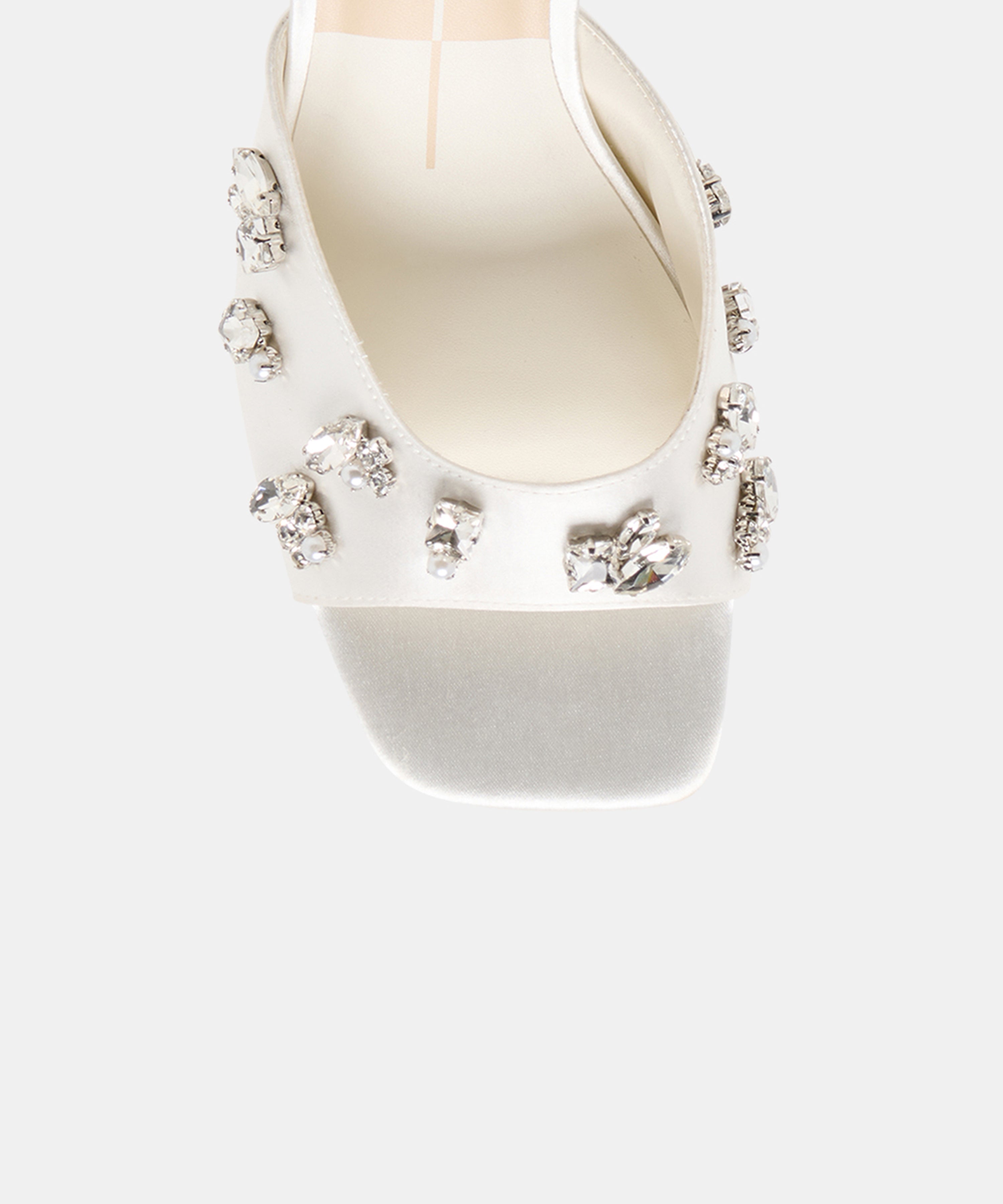 GENENE RHINESTONE HEELS WHITE SATIN - view 3