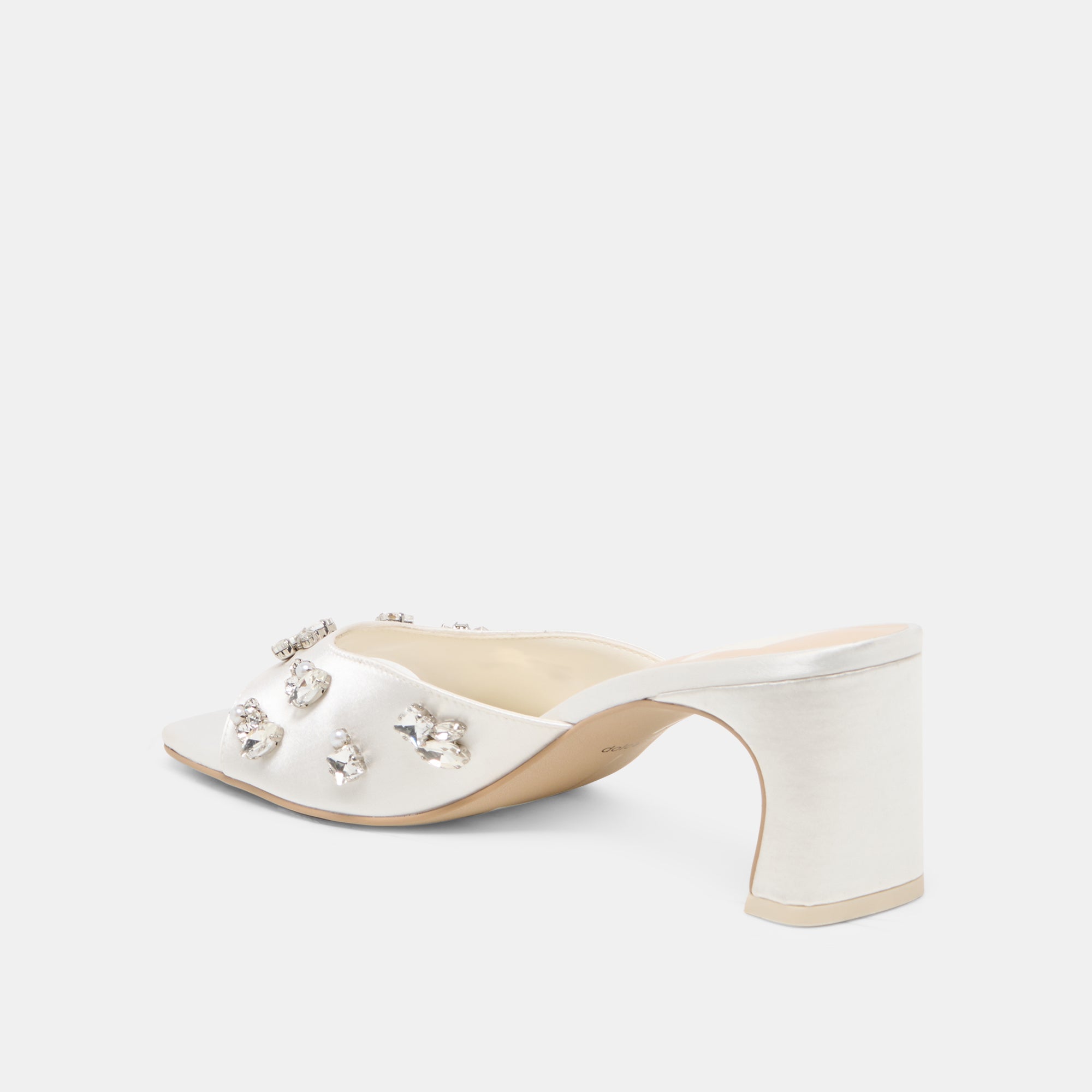 GENENE RHINESTONE HEELS WHITE SATIN - view 5
