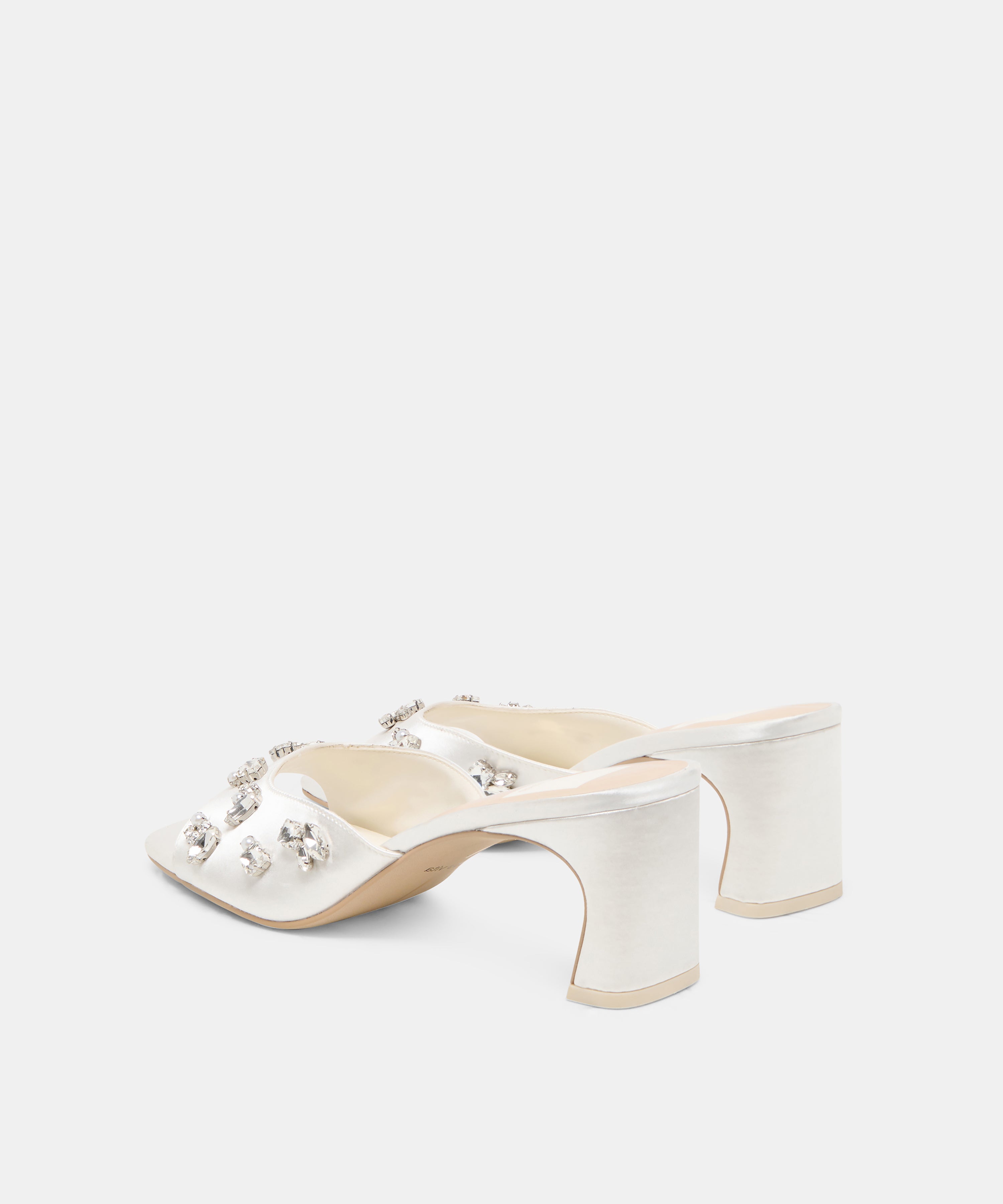 GENENE RHINESTONE HEELS WHITE SATIN - view 4