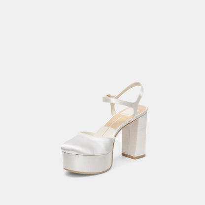 GERO SATIN HEELS TRUE WHITE SATIN
