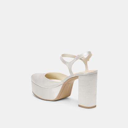 GERO SATIN HEELS TRUE WHITE SATIN