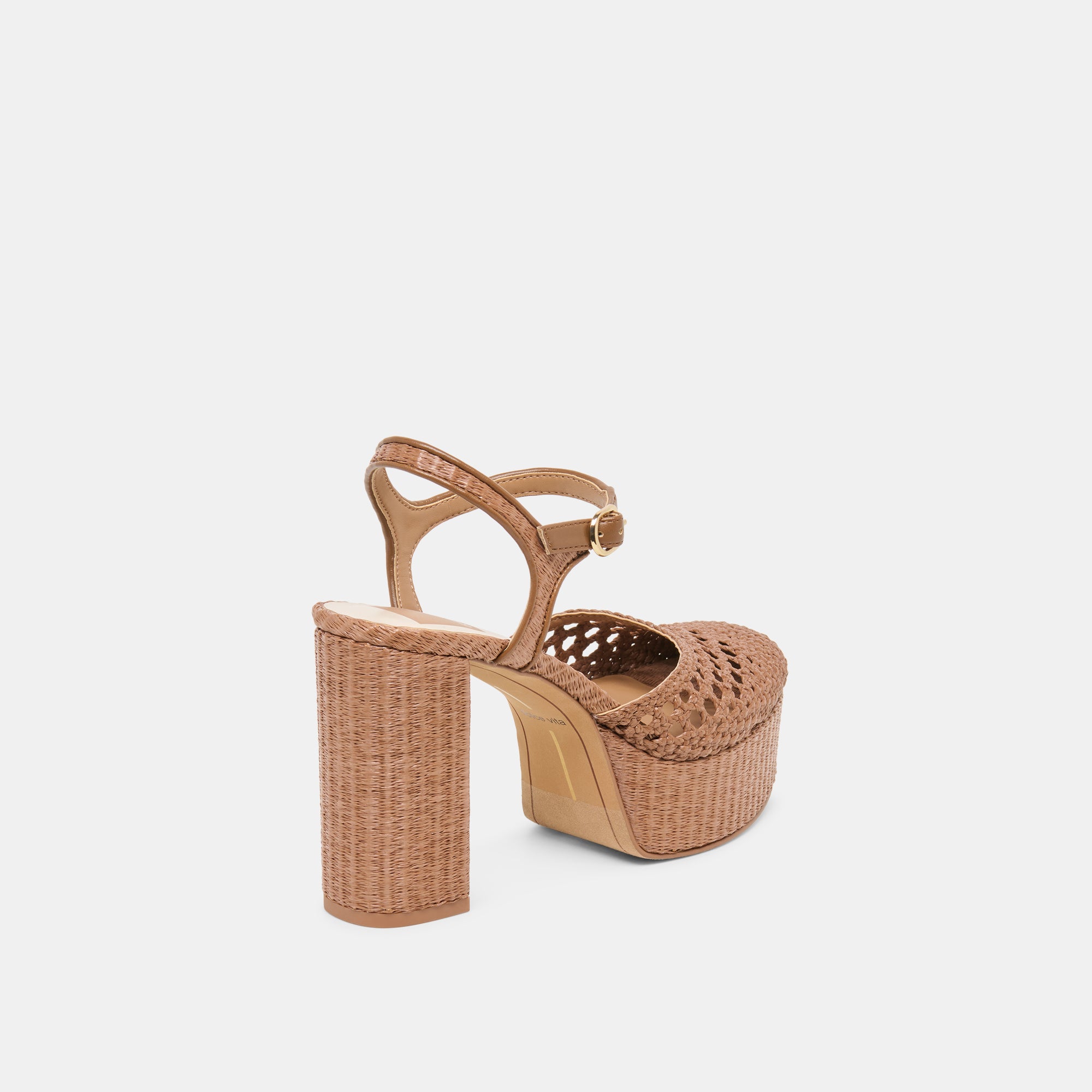 GERO HEELS MID BROWN WOVEN RAFFIA - view 5
